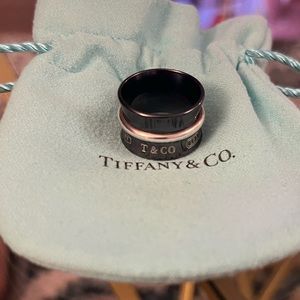 TIFFANY & CO 1837 Titanium & Sterling Silver 925 Concave Belt Wide Ring Size 4.5